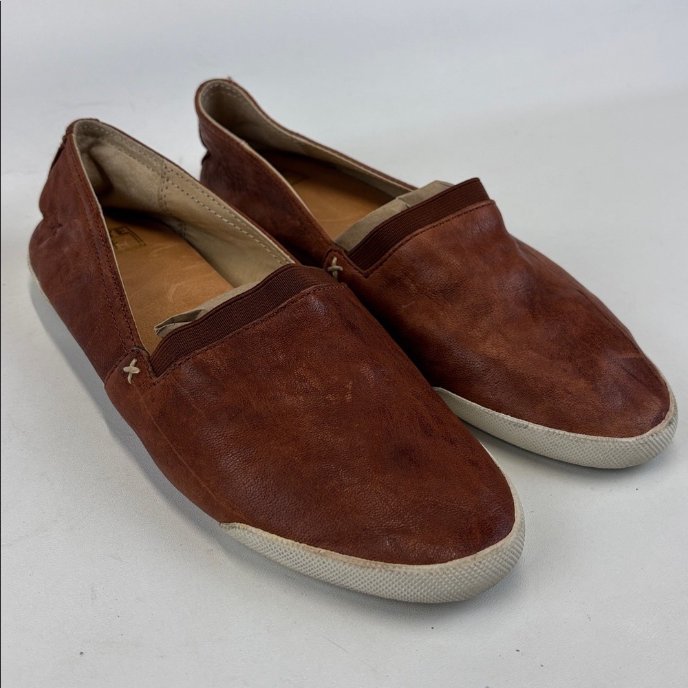FRYE Melanie Slip On Shoes Cognac Brown Leather Size 8